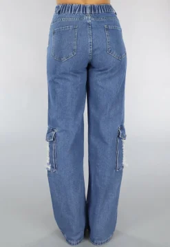 Denim Cargo Ripped Jeans