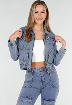 Denim Cargo Set Blauw