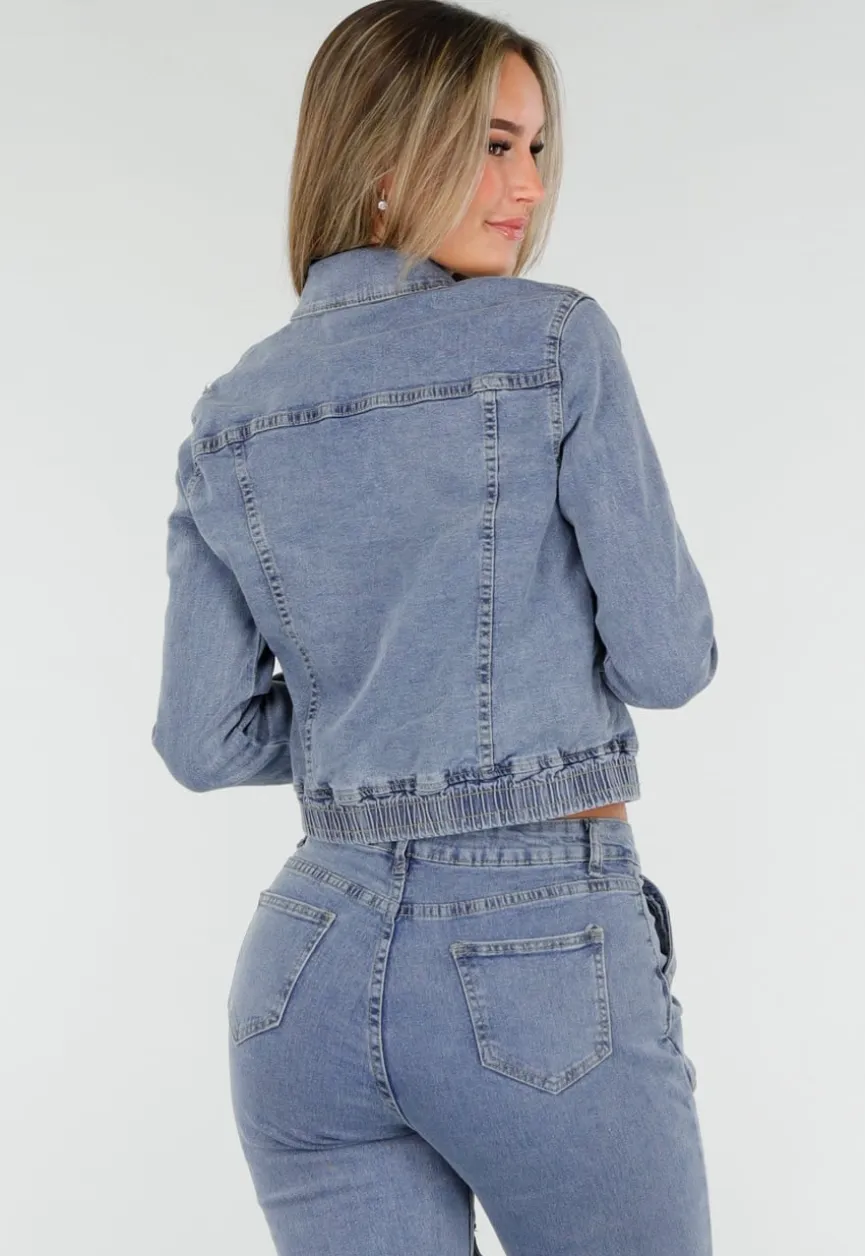 Denim Cargo Set Blauw