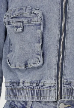 Denim Cargo Set Blauw