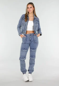 Denim Cargo Set Blauw