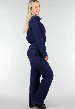 Denim Jumpsuit in Blauw met Lange Mouwen