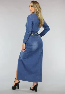 Denim Maxi jurk met Split