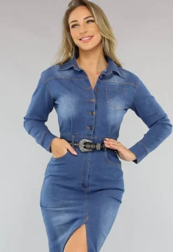 Denim Maxi jurk met Split