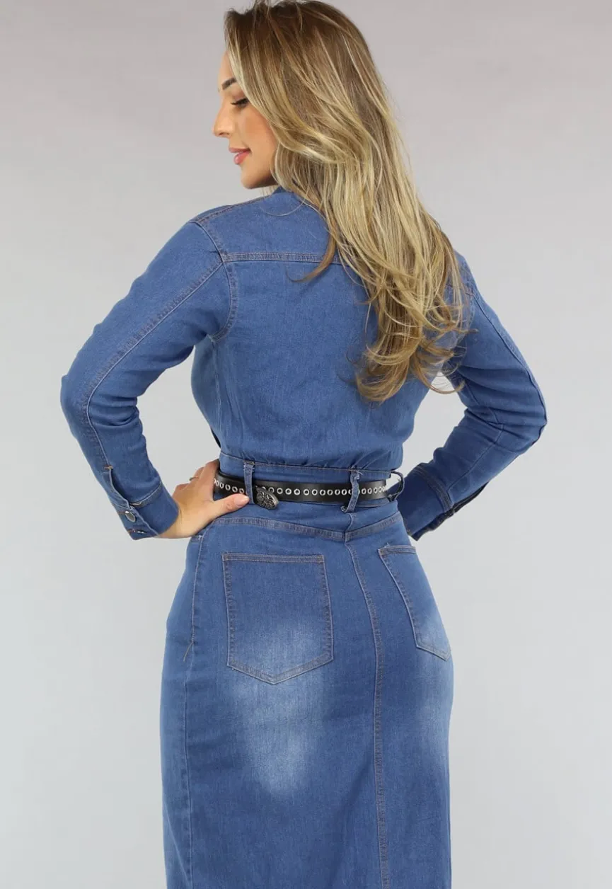 Denim Maxi jurk met Split