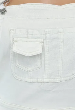 Denim Overal met Schouderbanden in Beige