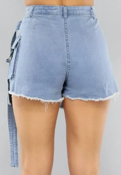 Denim Stretch Cargo Overslag Skort