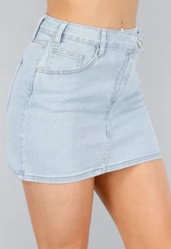 Denim Stretch Rok met Schuine Sluiting