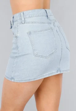 Denim Stretch Rok met Schuine Sluiting