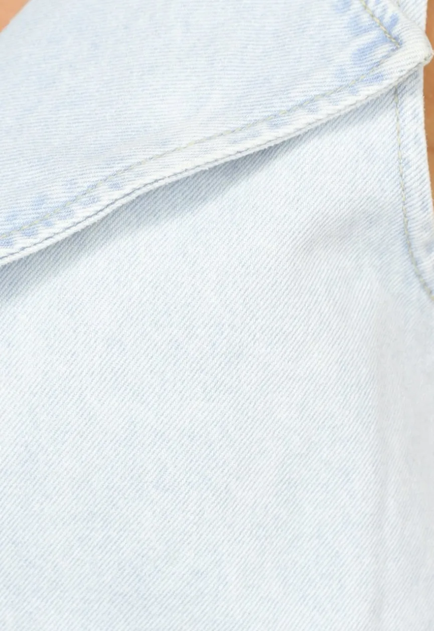 Denim Wikkel Top met Strikdetail