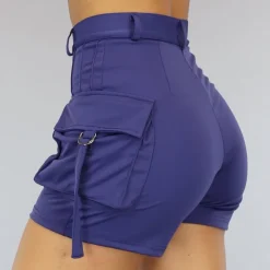 Donkerblauwe Cargo Short met Zilveren Details