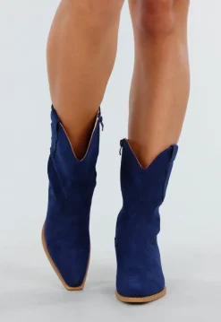 Donkerblauwe Cowboylaarzen met Lage Hak