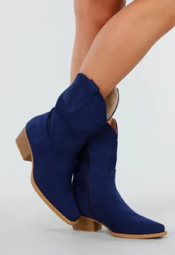 Donkerblauwe Cowboylaarzen met Lage Hak