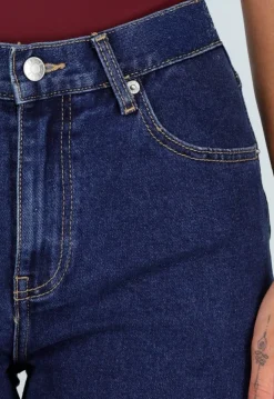 Donkerblauwe Denim Barrel Jeans met Wijde Pijpen en Elastische Enkelboorden