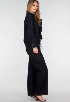 Donkerblauwe Denim Blouse met Lange Mouwen