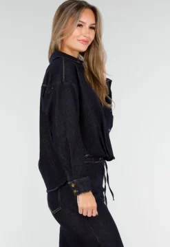 Donkerblauwe Denim Blouse met Lange Mouwen