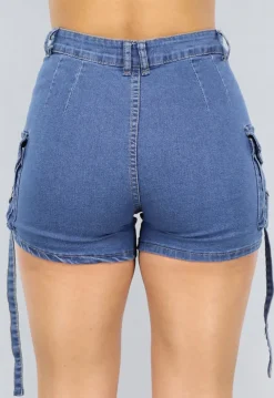 Donkerblauwe Denim Short met Zakken