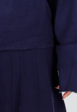 Donkerblauwe Gebreide 2-Piece Set met Trui en Rok