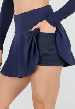 Donkerblauwe Geplooide Skort met Stretch