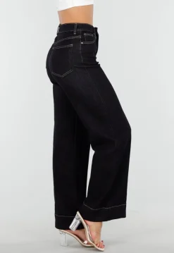 Donkerblauwe Jeans met Stretch en Rechte Pijpen