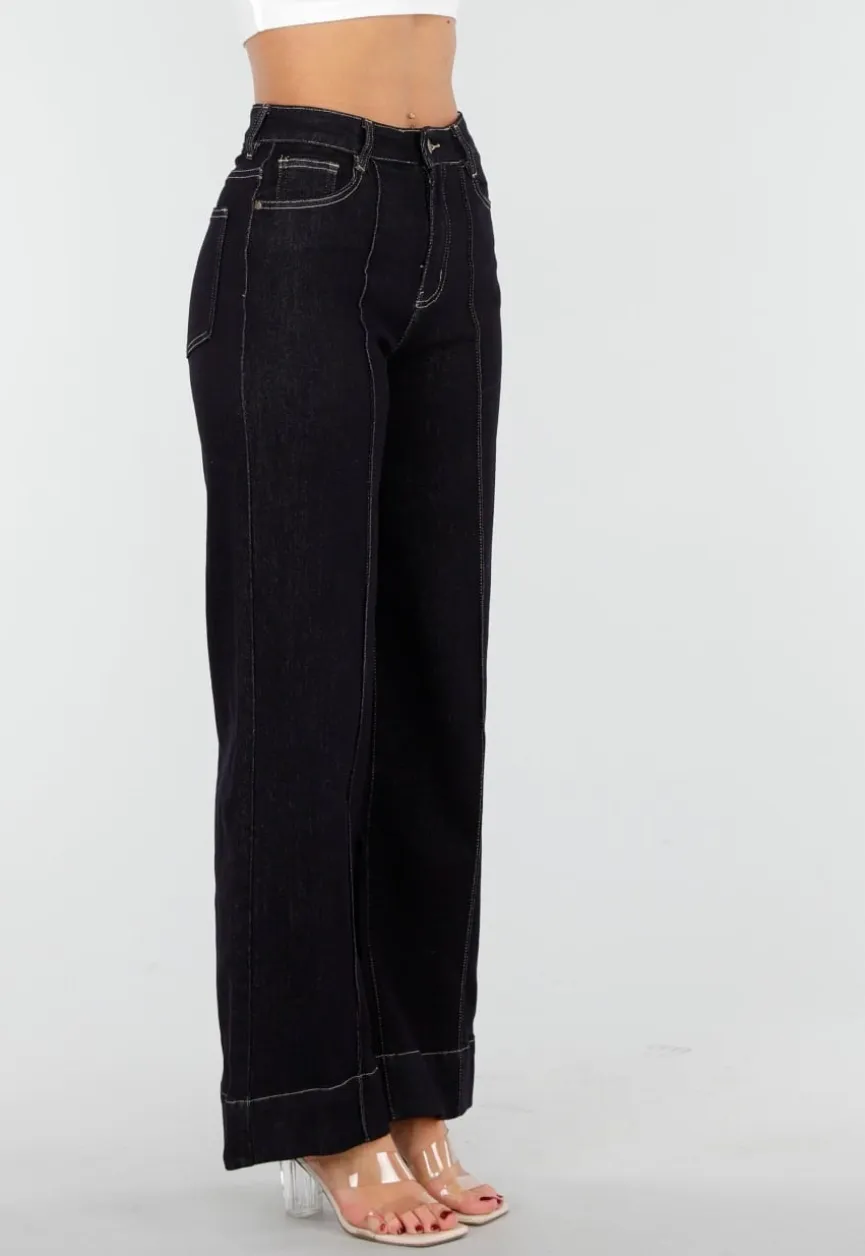 Donkerblauwe Jeans met Stretch en Rechte Pijpen