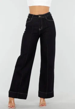 Donkerblauwe Jeans met Stretch en Rechte Pijpen