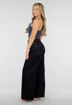 Donkerblauwe One Shoulder Body met Drapering in Mesh Stretch