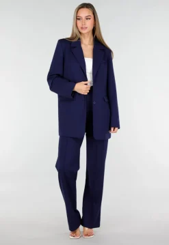 Donkerblauwe Oversized Basic Stretch Blazer