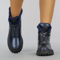 Donkerblauwe Snowboots met Grove Zool en Rits