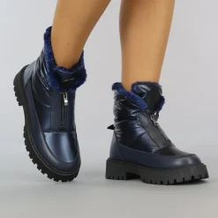 Donkerblauwe Snowboots met Grove Zool en Rits