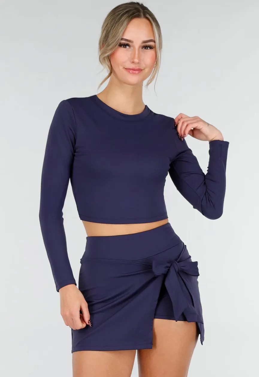 Donkerblauwe Sport Set met Skort en Padded Top