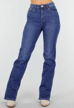 Donkerblauwe Tall Jeans met Rechte Pijpen en High Waist