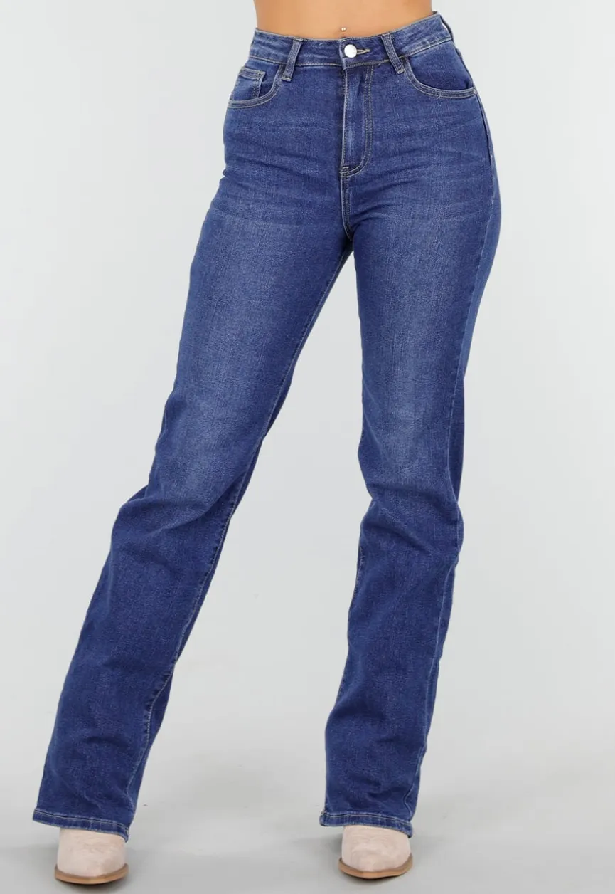 Donkerblauwe Tall Jeans met Rechte Pijpen en High Waist