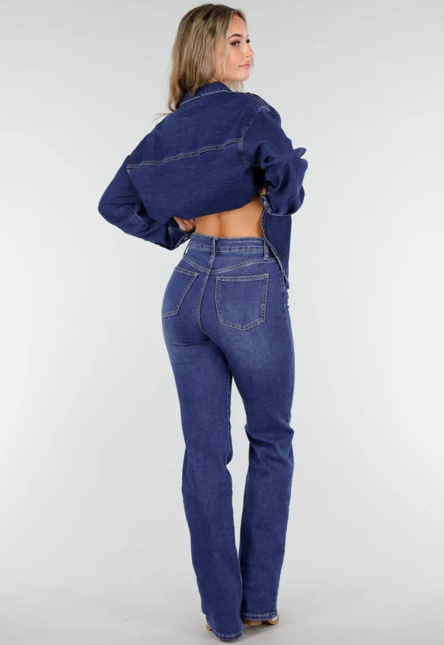 Donkerblauwe Tall Jeans met Rechte Pijpen en High Waist