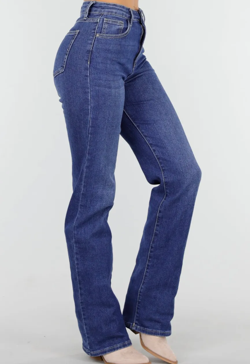 Donkerblauwe Tall Jeans met Rechte Pijpen en High Waist
