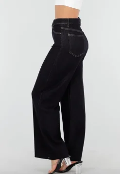 Donkerblauwe Wide Leg Jeans met Stretch