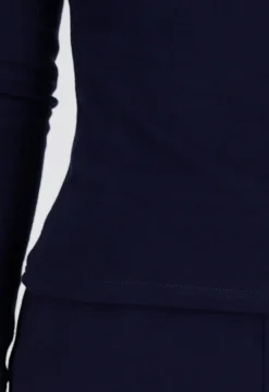 Donkerblauwe Zachte Stretch Top met Ronde Hals en Lange Mouwen