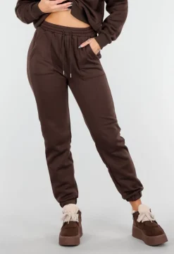 Donkerbruine Jogging Set met Capuchon en Trekkoord