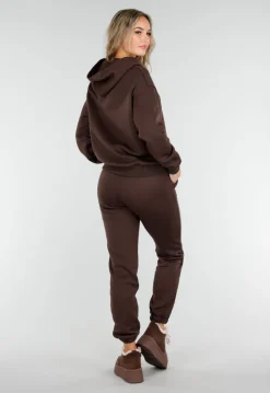 Donkerbruine Jogging Set met Capuchon en Trekkoord
