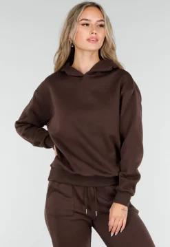 Donkerbruine Jogging Set met Capuchon en Trekkoord