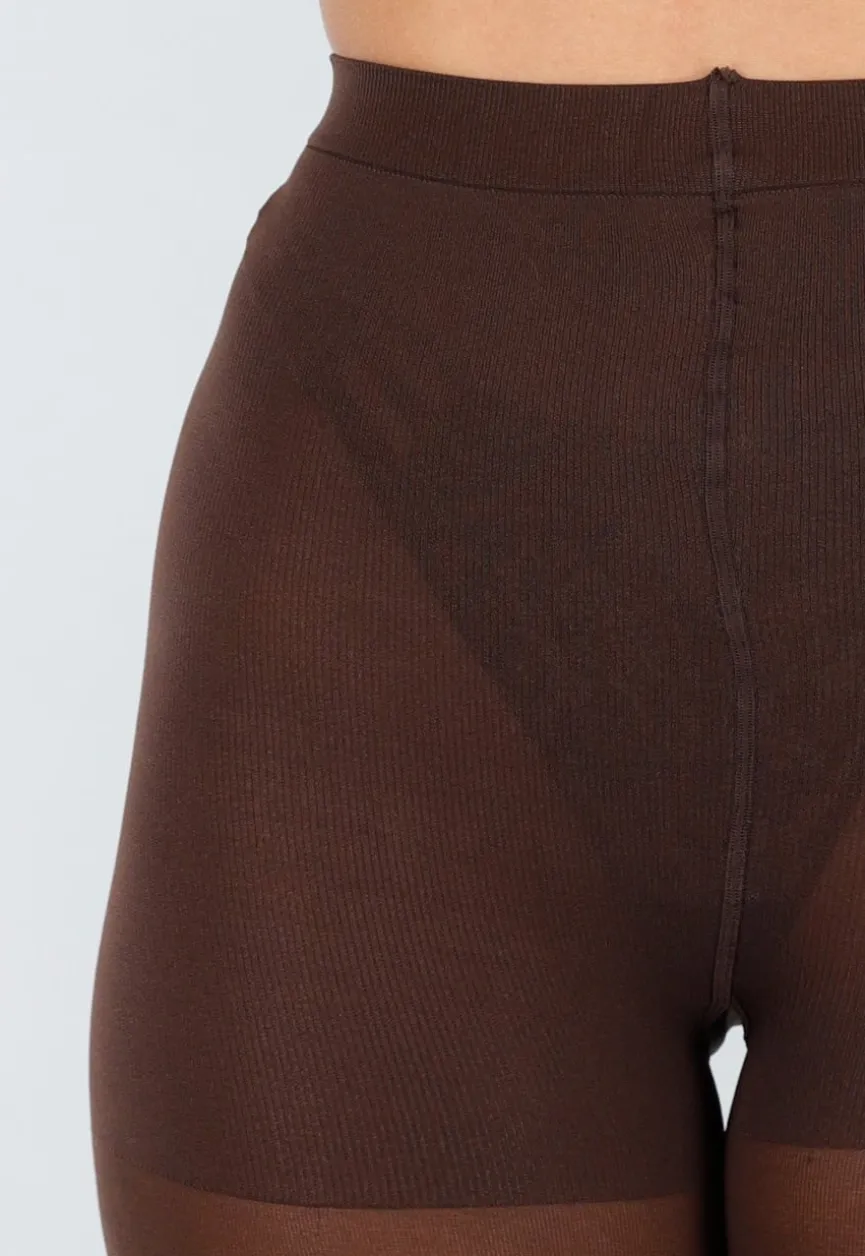 Donkerbruine Panty met Hoge Taille en Corrigerend Effect