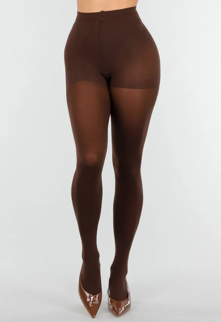 Donkerbruine Panty met Hoge Taille en Corrigerend Effect