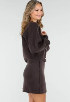 Donkerbruin Two-Piece Set met Vest en Mini Rok