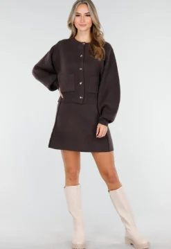 Donkerbruin Two-Piece Set met Vest en Mini Rok