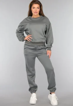 Donkergrijze Fleece Lounge Set