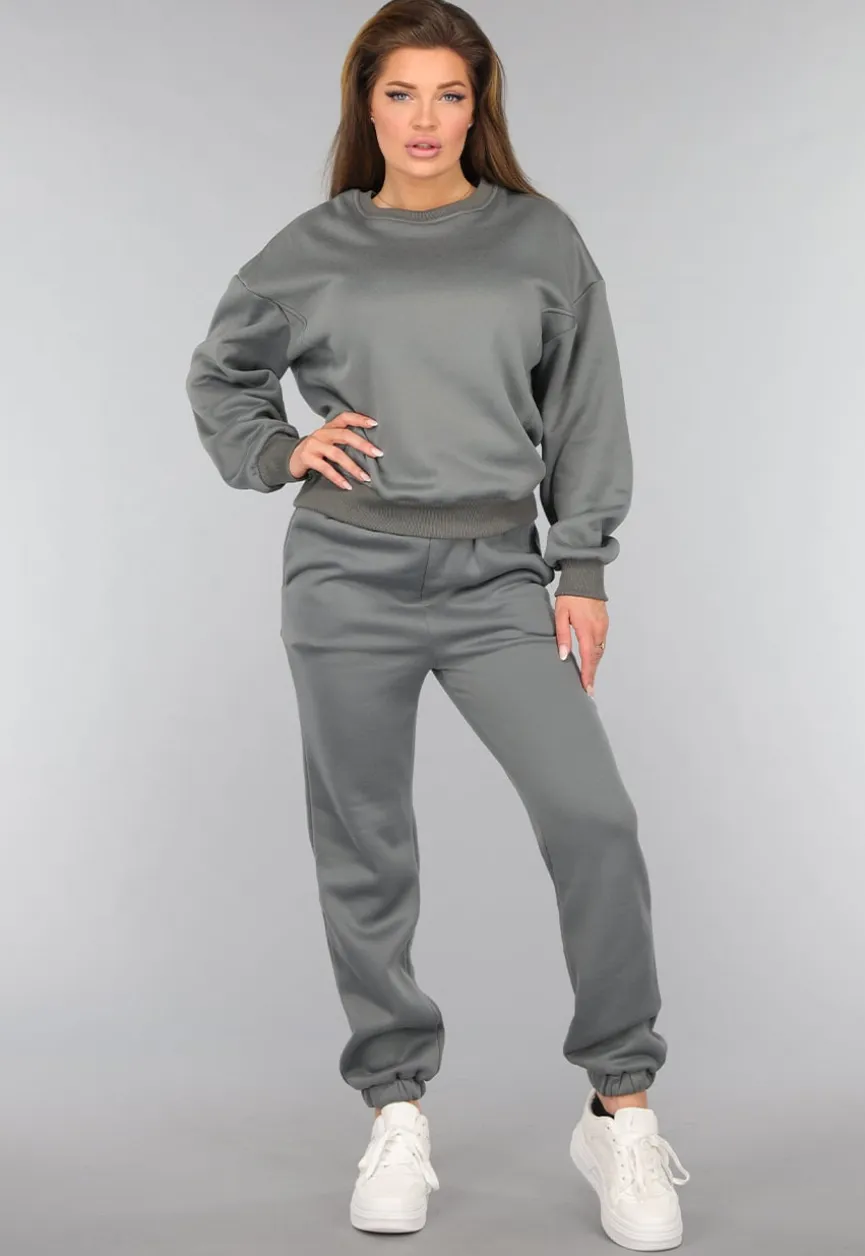 Donkergrijze Fleece Lounge Set