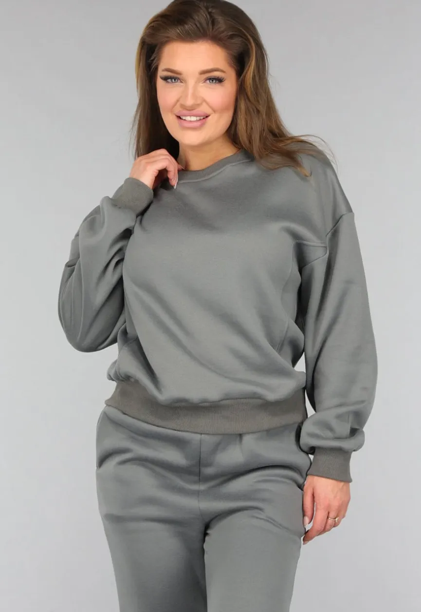 Donkergrijze Fleece Lounge Set