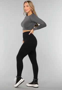 Donkergrijze Korte Longsleeve Sporttop