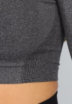 Donkergrijze Korte Longsleeve Sporttop