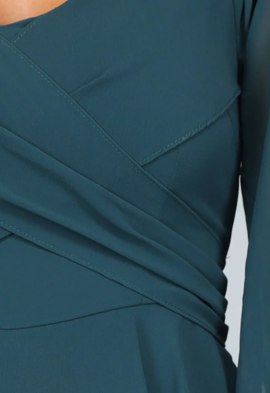 Donkergroene Chiffon Ruffle Playsuit met Strikdetail